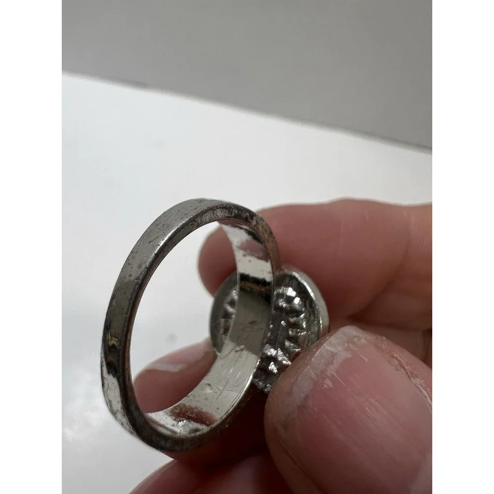 Vintage Style Silver Faux Crystal Ring Set Of 4 Halo Eternity Minimalist Bands